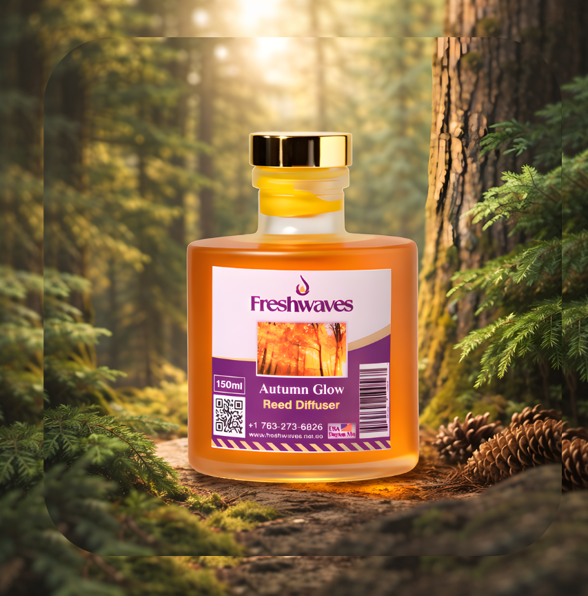 Freshwaves Autumn Glow Reed Diffuser 150ml – Best Reed Diffusers with Elegant Sticks for Home