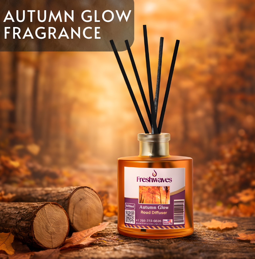 Freshwaves Autumn Glow Reed Diffuser 150ml – Best Reed Diffusers with Elegant Sticks for Home