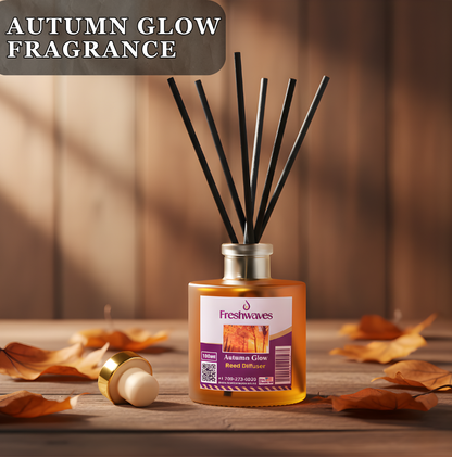 Freshwaves Autumn Glow Reed Diffuser 150ml – Best Reed Diffusers with Elegant Sticks for Home