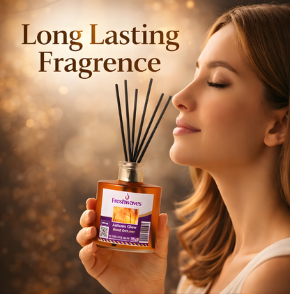 Freshwaves Autumn Glow Reed Diffuser 150ml – Best Reed Diffusers with Elegant Sticks for Home