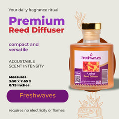 Freshwaves Amber Reed Diffuser 150ml – Luxury Reed Diffuser with Sticks | Best Reed Diffusers