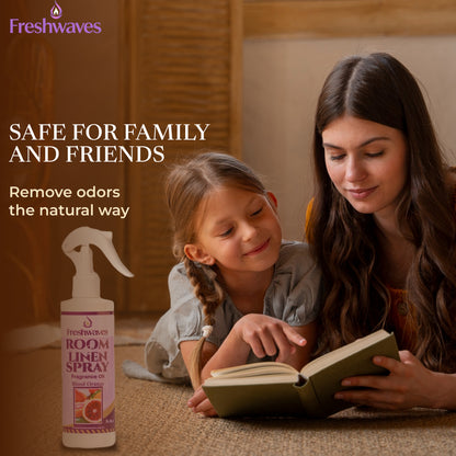Freshwaves Blood Orange Room & Linen Spray 8.8oz – White Trigger Diffuser Spray Bottle