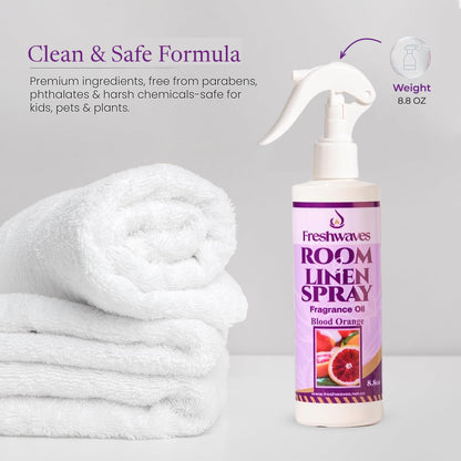 Freshwaves Blood Orange Room & Linen Spray 8.8oz – White Trigger Diffuser Spray Bottle