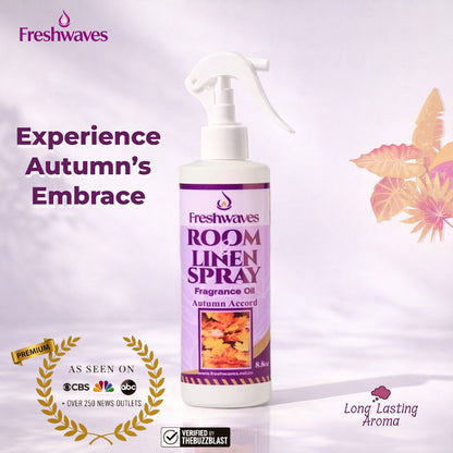 Freshwaves Autumn Accord Room & Linen Spray 8.8oz – White Trigger Diffuser Spray Bottle