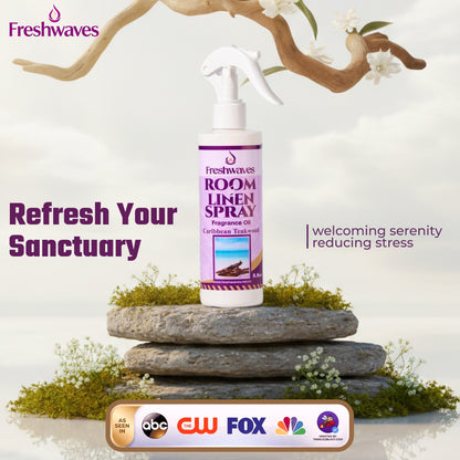 Freshwaves Caribbean Teakwood Room & Linen Spray 8.8oz – Luxury Diffuser Spray for Home