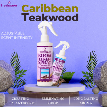 Freshwaves Caribbean Teakwood Room & Linen Spray 8.8oz – Luxury Diffuser Spray for Home