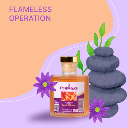 Freshwaves Amber Reed Diffuser 150ml – Luxury Reed Diffuser with Sticks | Best Reed Diffusers