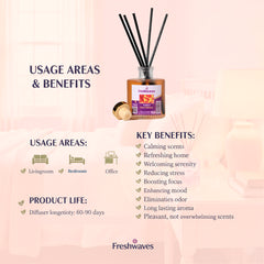 Freshwaves Amber Reed Diffuser 150ml – Luxury Reed Diffuser with Sticks | Best Reed Diffusers