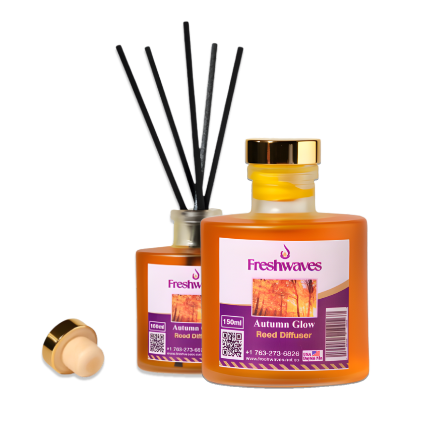 Freshwaves Autumn Glow Reed Diffuser 150ml – Best Reed Diffusers with Elegant Sticks for Home