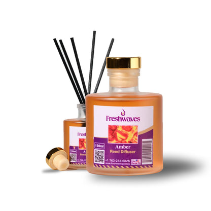 Freshwaves Amber Reed Diffuser 150ml – Luxury Reed Diffuser with Sticks | Best Reed Diffusers