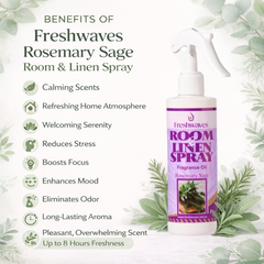 Freshwaves Rosemary Sage Room & Linen Spray 8.8oz – White Trigger Diffuser Spray Bottle