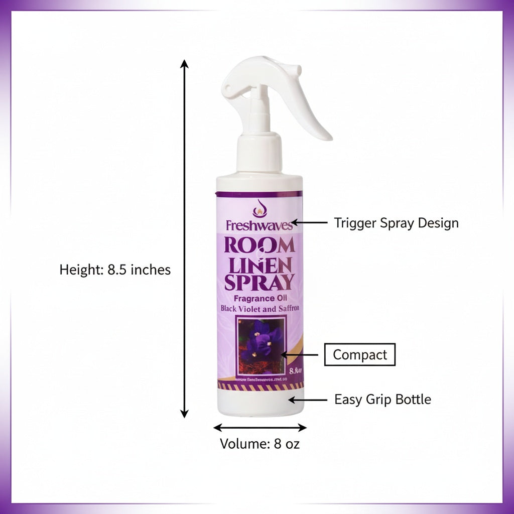 Freshwaves Black Violet & Saffron Room Linen Spray – Diffuser Spray Bottle, Room Spray Diffuser