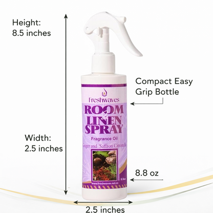Freshwaves Ginger & Saffron Citronella Room & Linen Spray 8.8oz – Diffuser Spray Bottle