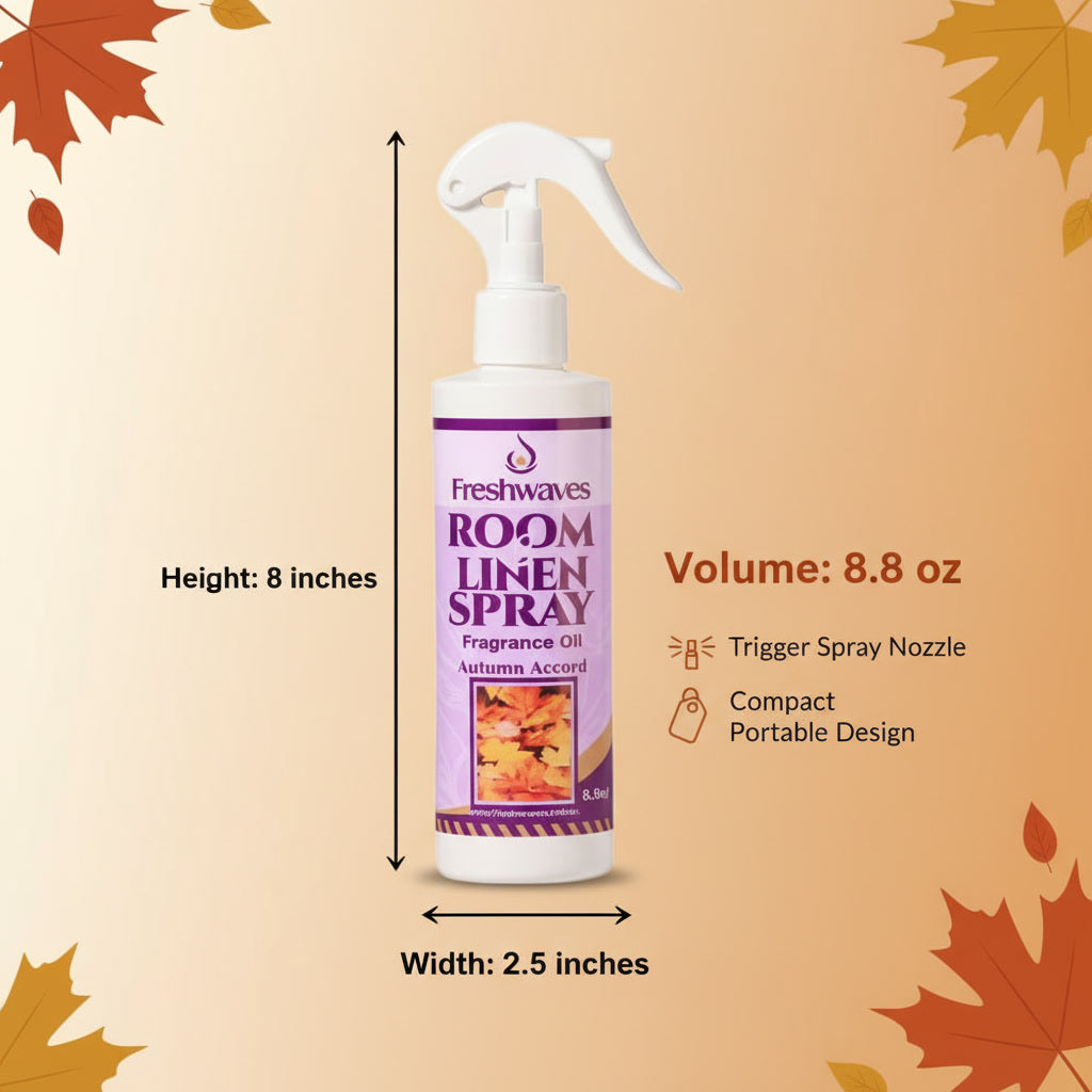 Freshwaves Autumn Accord Room & Linen Spray 8.8oz – White Trigger Diffuser Spray Bottle