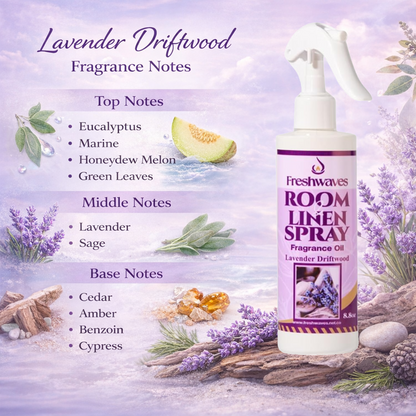 Freshwaves Lavender Driftwood Room & Linen Spray, 8.8oz Fragrance Oil Diffuser Spray Bottle