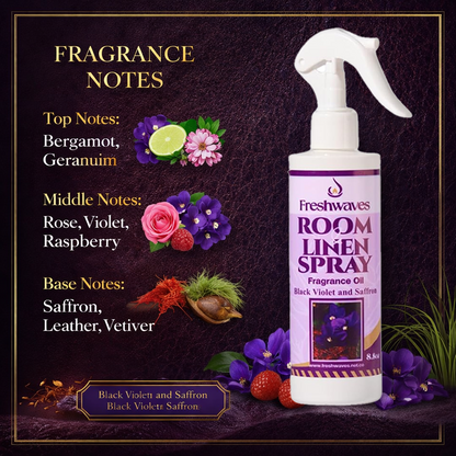 Freshwaves Black Violet & Saffron Room Linen Spray – Diffuser Spray Bottle, Room Spray Diffuser
