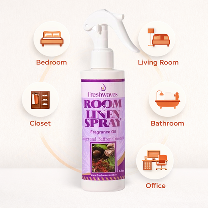 Freshwaves Ginger & Saffron Citronella Room & Linen Spray 8.8oz – Diffuser Spray Bottle