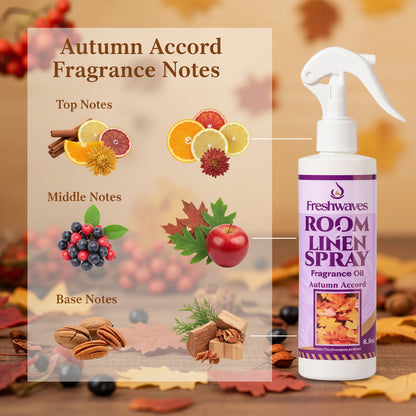 Freshwaves Autumn Accord Room & Linen Spray 8.8oz – White Trigger Diffuser Spray Bottle