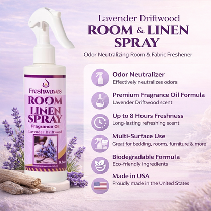 Freshwaves Lavender Driftwood Room & Linen Spray, 8.8oz Fragrance Oil Diffuser Spray Bottle
