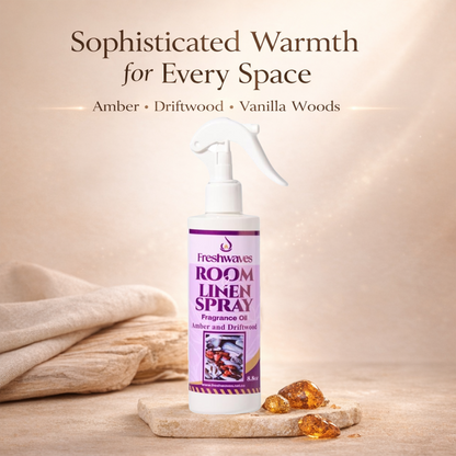 Freshwaves Amber & Driftwood Room & Linen Spray 8.8oz – Diffuser Spray Bottle, Room Freshener