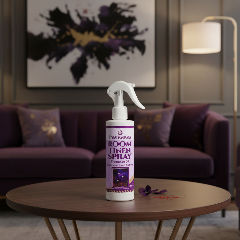 Freshwaves Black Violet & Saffron Room Linen Spray – Diffuser Spray Bottle, Room Spray Diffuser