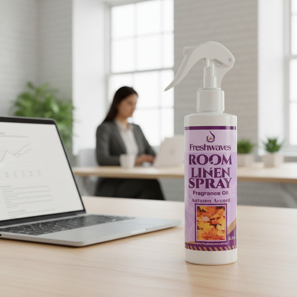 Freshwaves Autumn Accord Room & Linen Spray 8.8oz – White Trigger Diffuser Spray Bottle