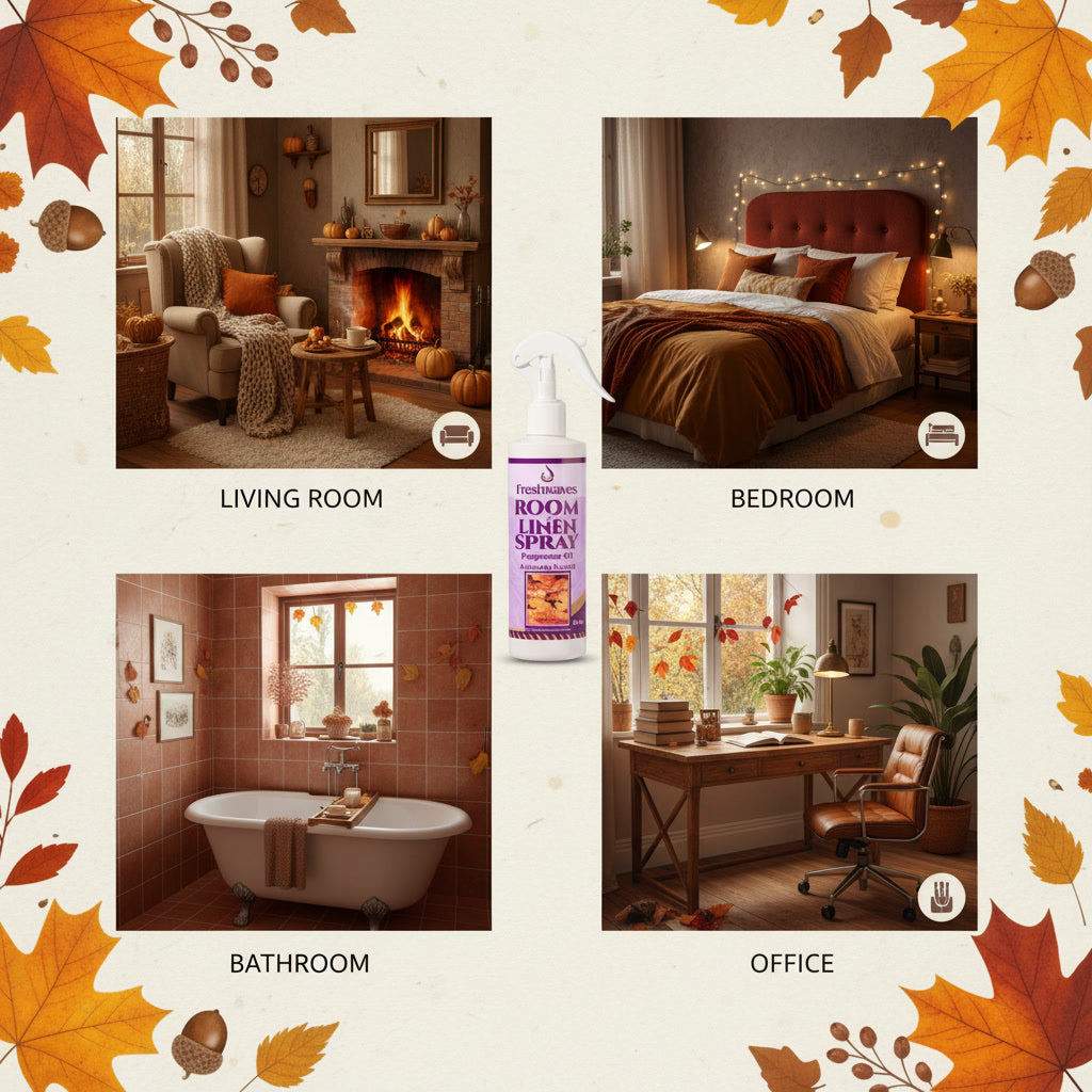 Freshwaves Autumn Accord Room & Linen Spray 8.8oz – White Trigger Diffuser Spray Bottle