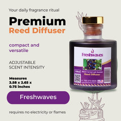 Freshwaves Black Currant and Jasmine Diffuser in a sleek glass bottle offers adjustable scent intensity, compact and versa...