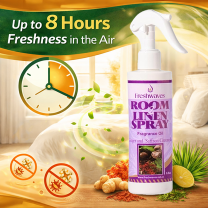 Freshwaves Ginger & Saffron Citronella Room & Linen Spray 8.8oz – Diffuser Spray Bottle