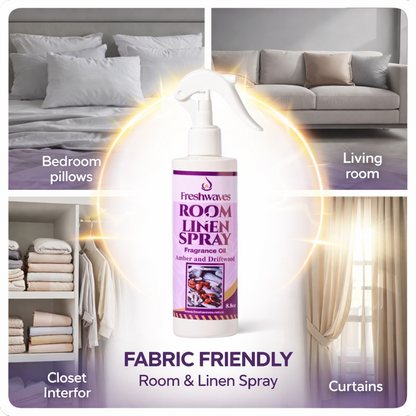 Freshwaves Amber & Driftwood Room & Linen Spray 8.8oz – Diffuser Spray Bottle, Room Freshener
