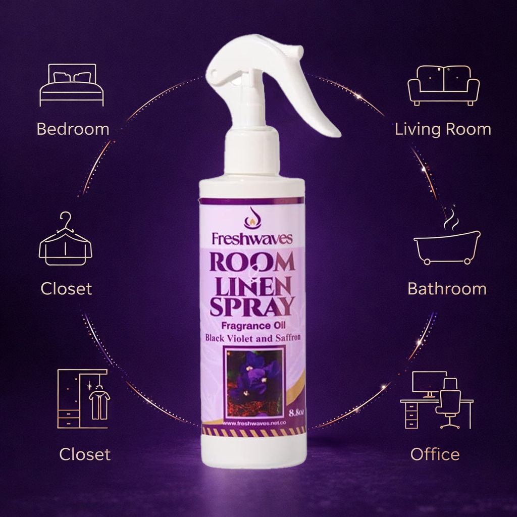 Freshwaves Black Violet & Saffron Room Linen Spray – Diffuser Spray Bottle, Room Spray Diffuser
